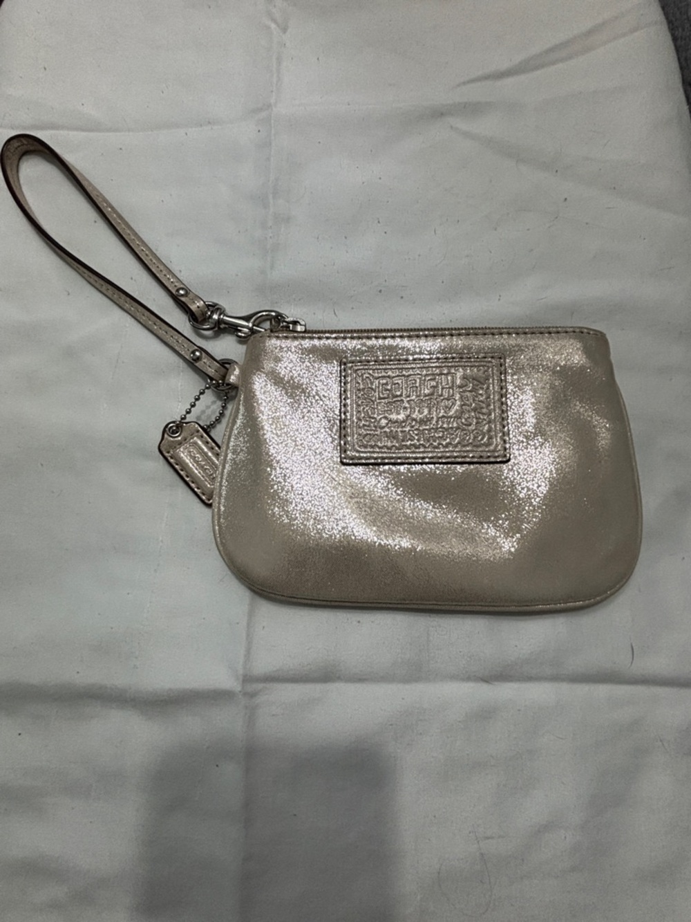 Coach Metallic Champagne Wristlet Pouch